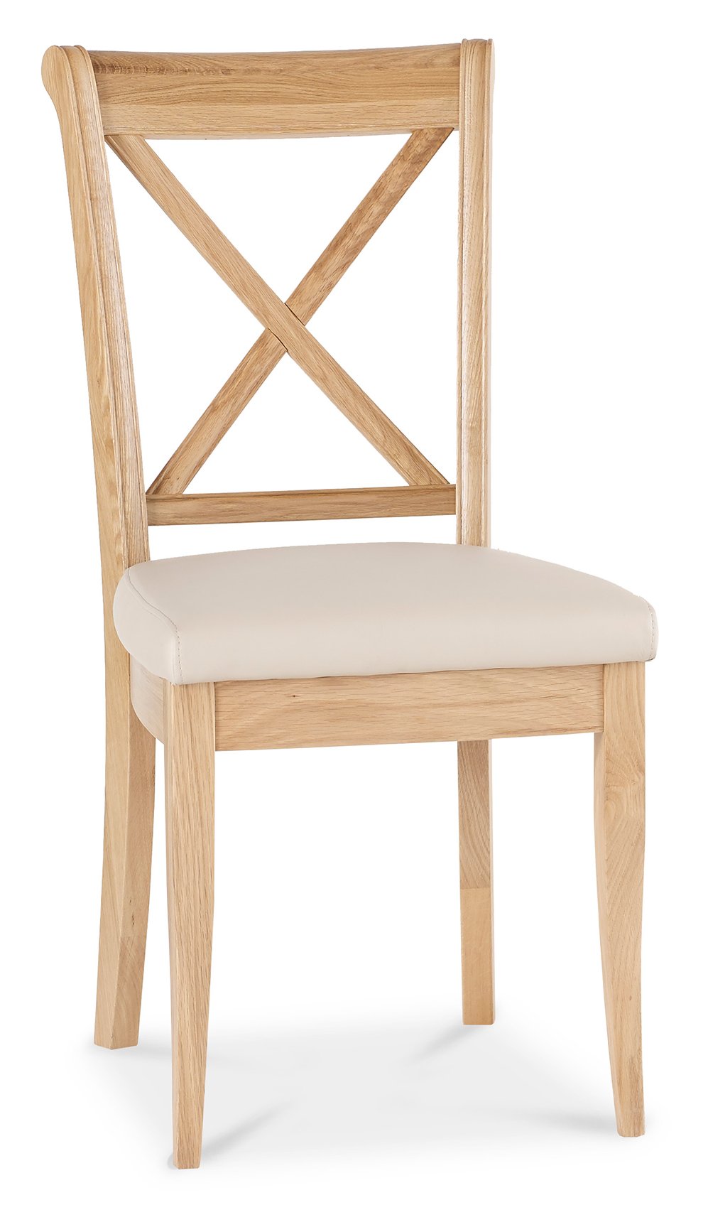 Signature Collection Chantilly Oak X Back Chair- Ivory Bonded Leather ...