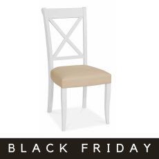 Hampstead Two Tone X Back Chair - Ivory Bonded Leather (Pair)