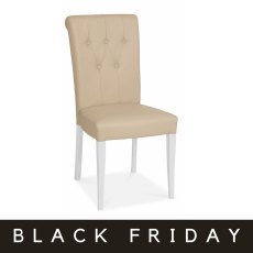 Hampstead Two Tone Upholstered Chair - Ivory Bonded Leather (Pair)