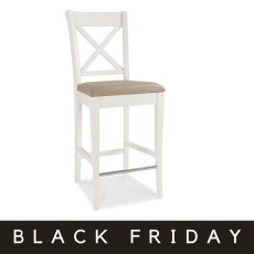 Hampstead Two Tone X Back Bar Stool - Ivory Bonded Leathr(Pair)