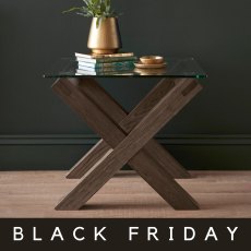 Turin Dark Oak Glass Lamp Table