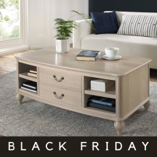 Bordeaux Chalk Oak Coffee Table With Drawers