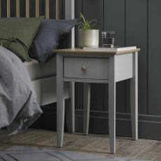 Whitby Scandi Oak & Warm Grey 1 Drawer Nightstand