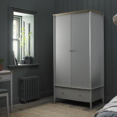 Whitby Scandi Oak & Warm Grey Double Wardrobe