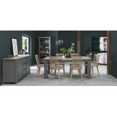 Oakham Dark Grey & Scandi 6-8 Seater Table & 6 Ilva Spindle Chairs in Scandi Oak