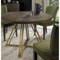 Athena Fumed Oak 4 Seater Circular Dining Table