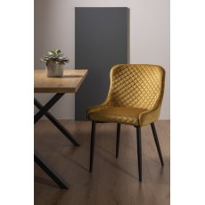 Cezanne - Mustard Velvet Fabric Chair with Black Legs (Single) - Grade A3 - Ref #0730