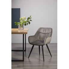 Dali - Grey Velvet Fabric Chairs with Black Legs (Single) - Grade A3 - Ref #0733