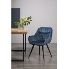 Dali - Petrol Blue Velvet Fabric Chairs with Black Legs (Single) - Grade A3 - Ref #0735