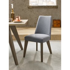 Cadell Aged Oak Upholstered Chair - Slate Blue (Pair) - Grade A3 - Ref #0777