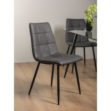 Mondrian - Dark Grey Faux Leather Chairs with Black Legs (Single) - Grade A3 - Ref #0782