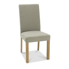 Parker Light Oak Square Back Chair - Silver Grey Fabric (Single) - Grade A3 - Ref #0783