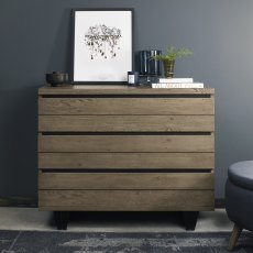 Tivoli Weathered Oak 3 Drawer Chest - Grade A3 - Ref #0810