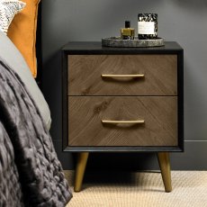 Sienna Fumed Oak & Peppercorn 2 Drawer Nightstand - Grade A2 - Ref #0815