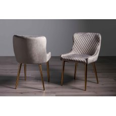 Cezanne - Grey Velvet Fabric Chairs with Gold Legs (Pair) - Grade A3 - Ref #0824