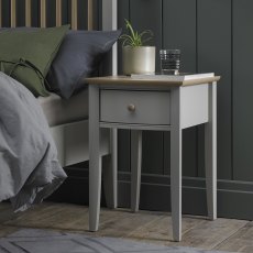 Whitby Scandi Oak & Warm Grey 1 Drawer Nightstand - Grade A2 - Ref #0842