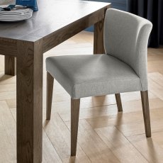 Turin Dark Oak Low Back Uph Chair - Pebble Grey Fabric (Single)- Grade A2 - Ref #0847