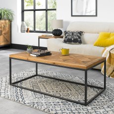 Indus Rustic Oak Coffee Table - Grade A2 - Ref #0853