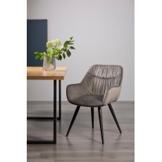 Dali - Grey Velvet Fabric Chairs with Black Legs (Single) - Grade A3 - Ref #0851