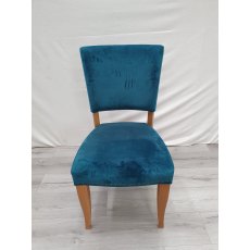 Rustic Oak Uph Chairs -  Sea Green Velvet Fabric (SINGLE) - Grade A3 - Ref #0870