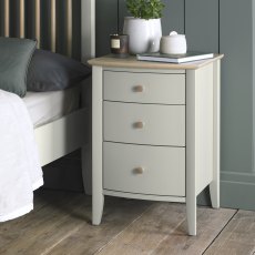 Whitby Scandi Oak & Soft Grey 3 Drawer Nightstand - Grade A2 - Ref #0874