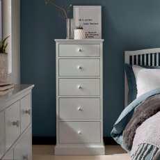 Ashby Soft Grey 5 Drawer Tall Chest - Grade A2 - Ref #0889