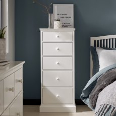 Ashby White 5 Drawer Tall Chest - Grade A3 - Ref #0890