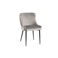 Cezanne - Grey Velvet Fabric Chair with Black Legs (Single) - Grade A3 - Ref #0904