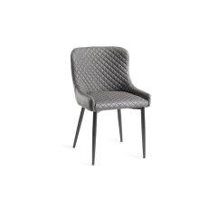 Cezanne - Dark Grey Faux Leather Chair with Black Legs (Single) - Grade A3 - Ref #0909