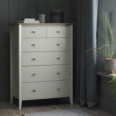 Whitby Scandi Oak & Soft Grey 4+2 Drawer Chest - Grade A2 - Ref #0970