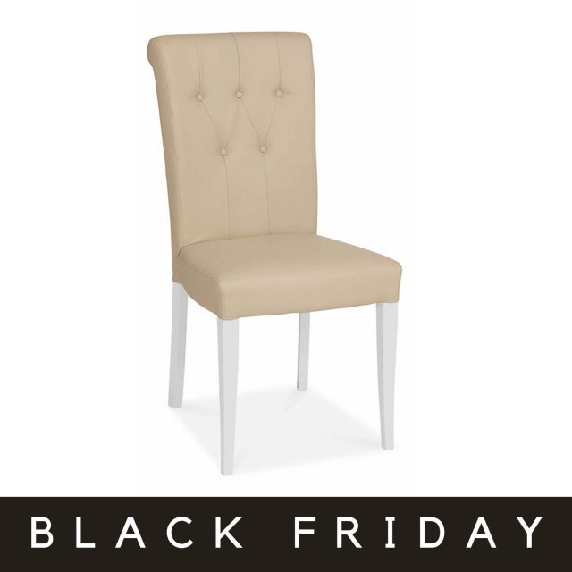 Premier Collection Hampstead Two Tone Upholstered Chair - Ivory Bonded Leather (Pair)