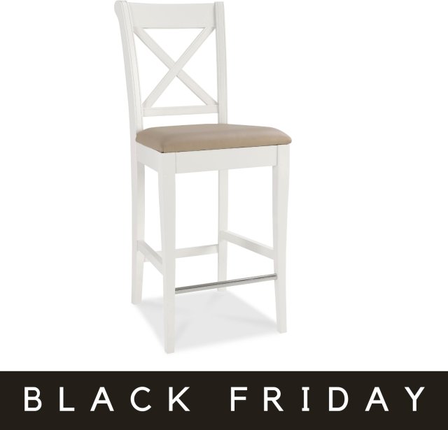 Premier Collection Hampstead Two Tone X Back Bar Stool - Ivory Bonded Leathr(Pair)