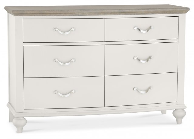 Premier Collection Montreux Grey Washed Oak & Soft Grey 6 Drawer Wide Chest