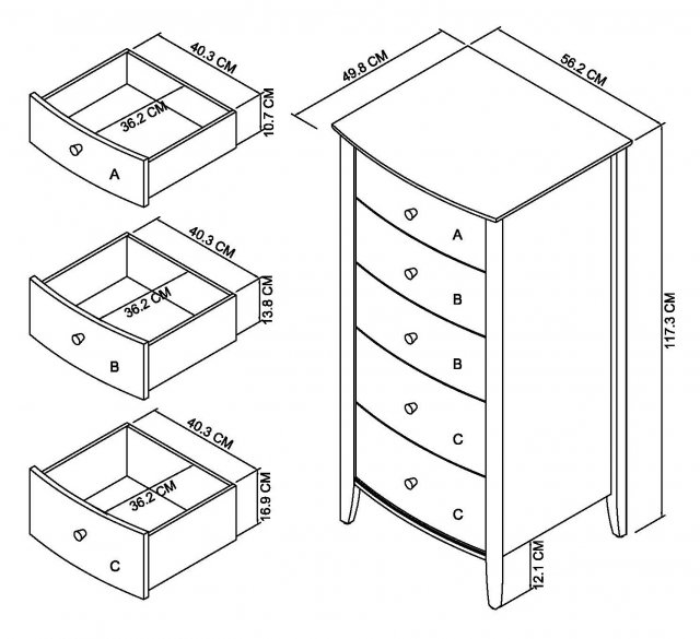 Premier Collection Whitby Scandi Oak & Warm Grey 5 Drawer Chest