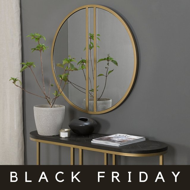 Signature Collection Chevron Satin Brass Mirror