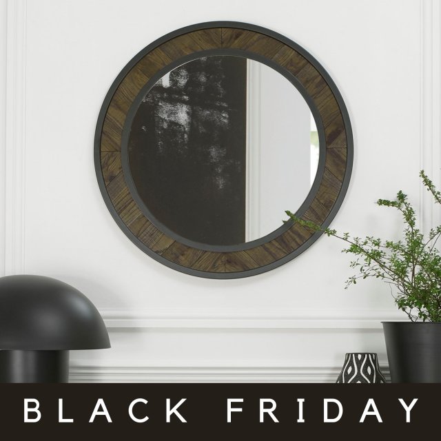 Signature Collection Ellipse Fumed Oak Wall Mirror