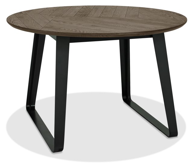 Signature Collection Emerson Weathered Oak & Peppercorn 4 Seater Circular Dining Table