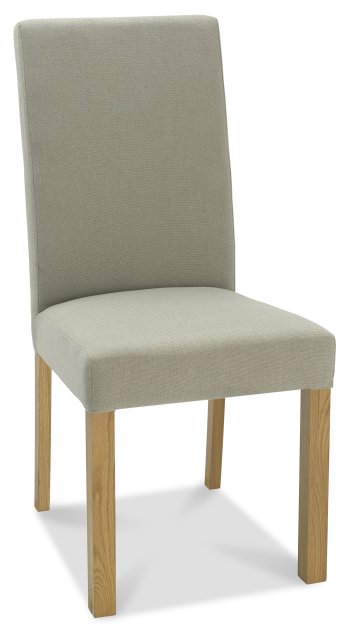 Premier Collection Parker Light Oak Square Back Chair - Silver Grey Fabric (Single) - Grade A3 - Ref #0783