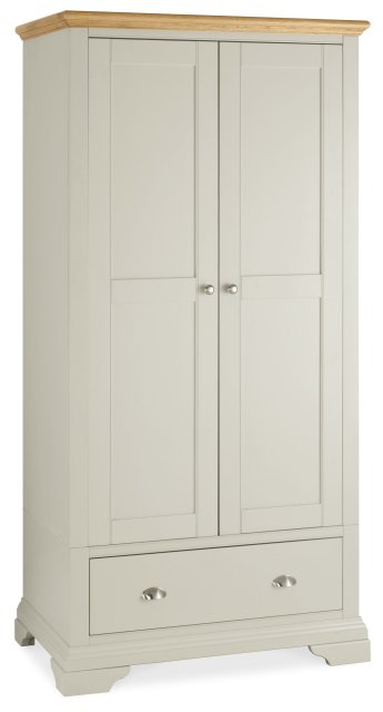 Premier Collection Hampstead Soft Grey & Pale Oak Double Wardrobe - Grade A2 - Ref #0791