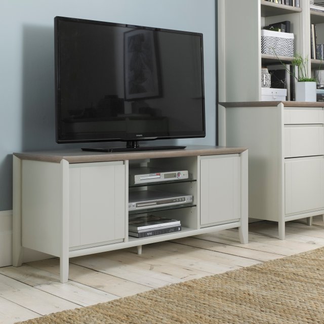 Premier Collection Bergen Grey Washed Oak & Soft Grey Entertainment Unit - Grade A3 - Ref #0899