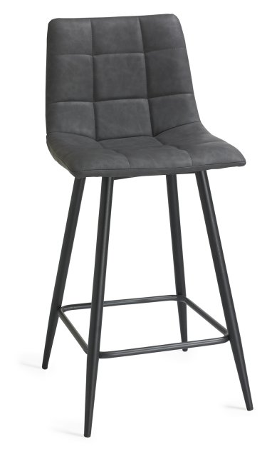 Gallery Collection Mondrian - Dark Grey Faux Leather Bar Stool with Black Legs (Single) - Grade A3 - Ref #0903