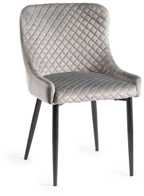 Gallery Collection Cezanne - Grey Velvet Fabric Chair with Black Legs (Single) - Grade A3 - Ref #0904