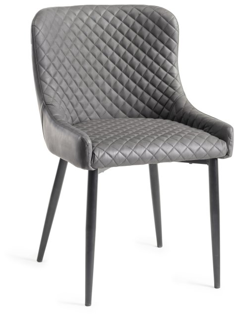 Gallery Collection Cezanne - Dark Grey Faux Leather Chair with Black Legs (Single) - Grade A3 - Ref #0909