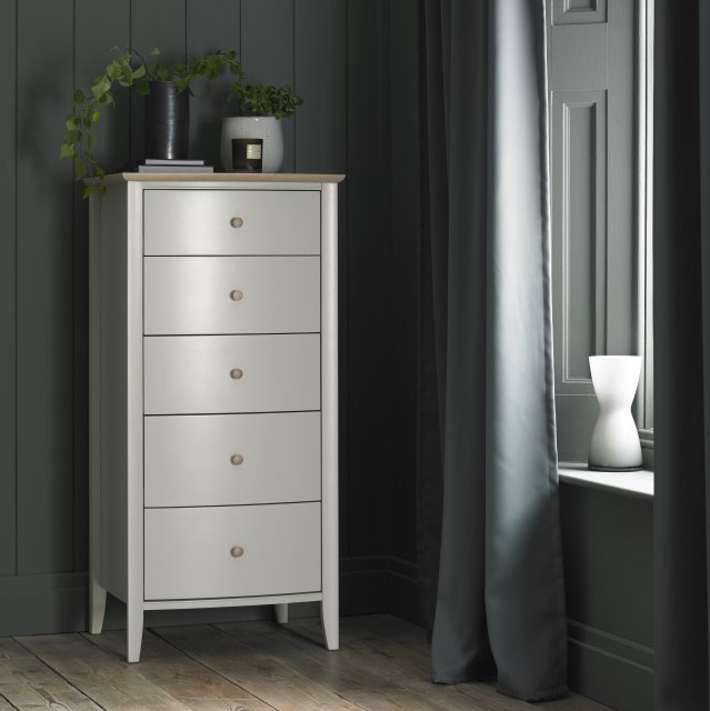 Premier Collection Whitby Scandi Oak & Soft Grey 5 Drawer Chest - Grade A2 - Ref #0964