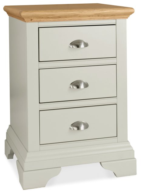 Premier Collection Hampstead Soft Grey & Pale Oak 3 Drawer Nightstand - Grade A2 - Ref #0972