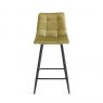 Gallery Collection Mondrian - Mustard Velvet Fabric Bar Stools with Black Legs (Pair)