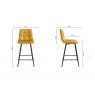 Gallery Collection Mondrian - Mustard Velvet Fabric Bar Stools with Black Legs (Pair)