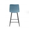 Gallery Collection Mondrian - Petrol Blue Velvet Fabric Bar Stools with Black Legs (Pair)