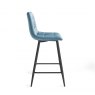 Gallery Collection Mondrian - Petrol Blue Velvet Fabric Bar Stools with Black Legs (Pair)