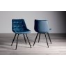 Gallery Collection Seurat - Blue Velvet Fabric Chairs with Black Legs (Pair)